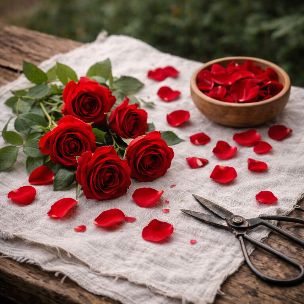 Roses botanical used in Posy Potions infusions